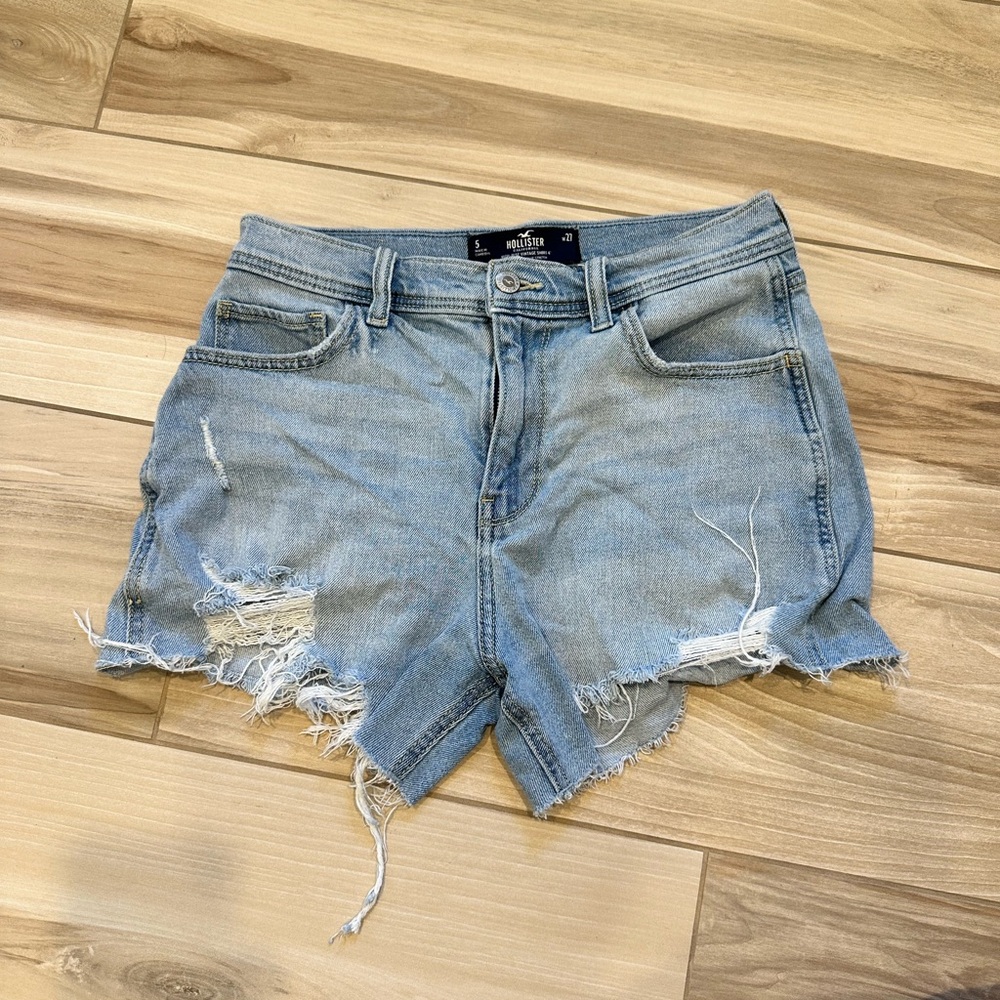 Hollister Blue Denim Distressed Women's Jean Shorts